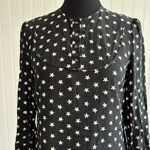 J.Crew Collection Star Dress Silk Ruffle Black White Womens Size 4 - Picture 4 of 16